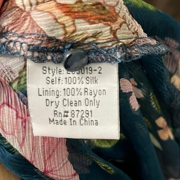 Johnny Was Jade 100% Silk Floral Lace Sheer Tunic Dress S Oversized Cottagecore - Picture 8 of 9